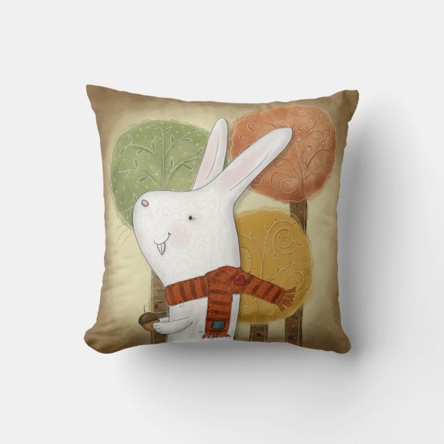 Woodland Bunny med Acorn Kudde (Framsida)