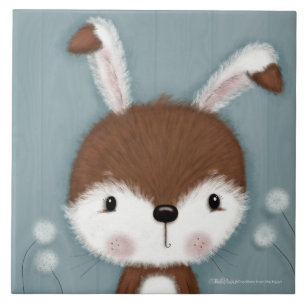 Woodland Bunny Porträtt Kakelplatta