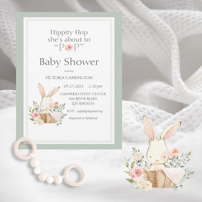 Woodland Bunny Rabbit Gender Neutral Modern Baby Inbjudningar (Skapare uppladdad)