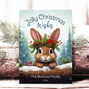 Woodland Bunny Rabbit Jolly jul Snowy Gräs Julkort