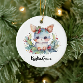 Woodland Bunny Rabbit Personlig Julgransprydnad Keramik