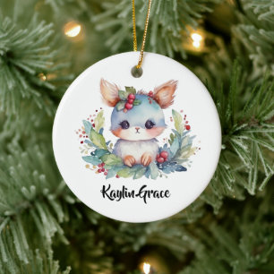 Woodland Bunny Rabbit Personlig Julgransprydnad Keramik