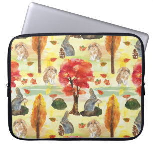 Woodland Bunny Rabbit Watercolor Laptop Fodral