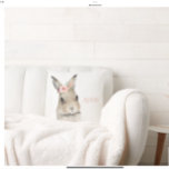 Woodland Bunny Rabbit Watercolor Personlig Namn Kudde<br><div class="desc">Tvättkudde för personlig av kanin till flickors sovrum eller daghem. Matchande objekt är tillgängliga. Du kan överföra designen till många andra produkter. Så förtjusande. Blommorna är rosa,  persikor och gigantiska.</div>
