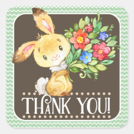 Woodland Bunny Tack Sticker Fyrkantigt Klistermärke