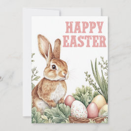 Woodland Bunny Wishes – Happy Easter Kort