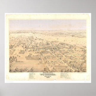 Woodland, CA. Panoramisk Karta (1874A) Poster