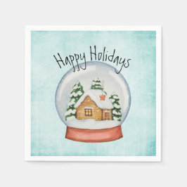 Woodland Cabin Helgdag Snö Globe Pappersservett