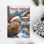 Woodland Cabin Sjö jul Beaver Watercolor Vykort<br><div class="desc">Den här designen kan vara personlig i det område som tillhandahålls genom att ändra fotot och/eller text. Du kan också anpassa den genom att klicka på Anpassa den här mallen och sedan välja klicka för att anpassa ytterligare alternativ och ta bort eller ändra färg i bakgrunden, lägga till text, ändra...</div>