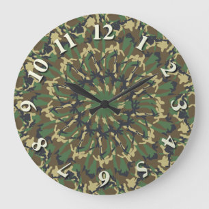 Woodland Camo Kaleidoscope Stor Klocka