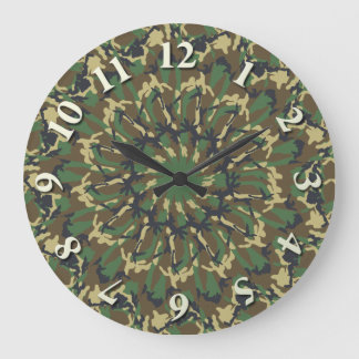 Woodland Camo Kaleidoscope Stor Klocka