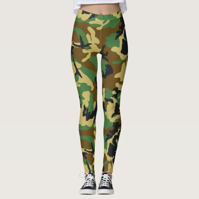 Woodland Camo Mönster Leggings (Framsida)