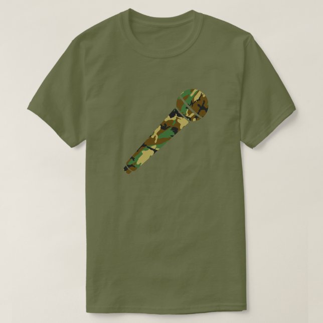 Woodland Camo Mönster Microphone T Shirt (Design framsida)