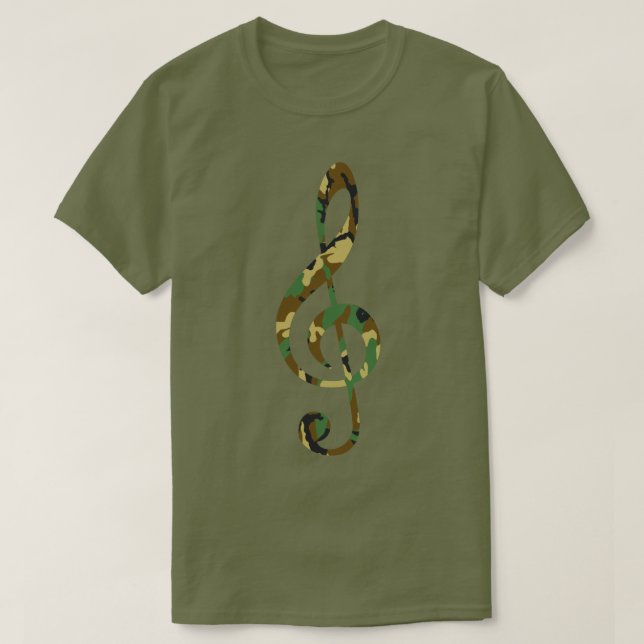 Woodland Camo Mönster Treble Clef T Shirt (Design framsida)