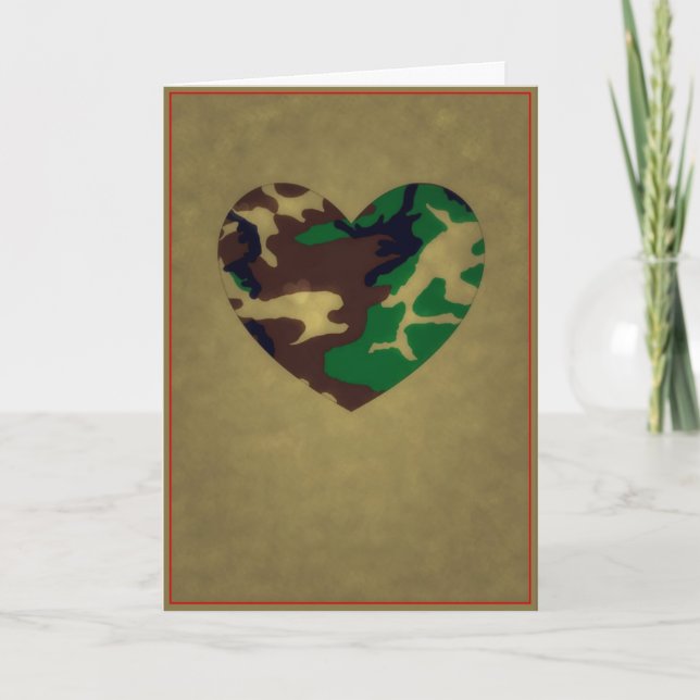 Woodland Camo Valentine Hearts - Alla hjärtans dag Helgkort (Framsida)