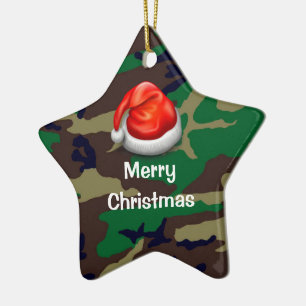 Woodland Camouflage God jul T-Shirt Julgransprydnad Keramik