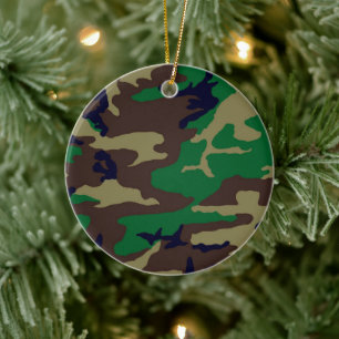 Woodland Camouflage Porcelain Circle Ornament