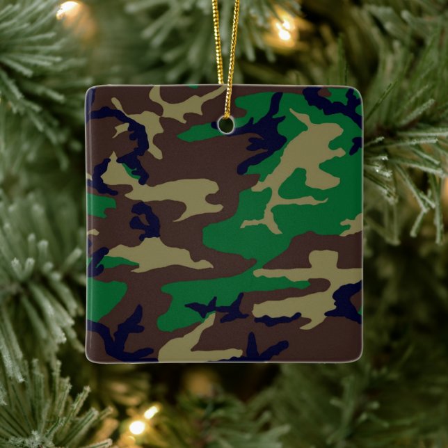 Woodland Camouflage Porcelain Square orange Julgransprydnad Keramik (Träd)