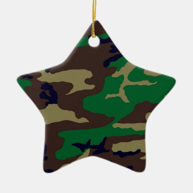 Woodland Camouflage Star Julgransprydnad Keramik (Framsidan)
