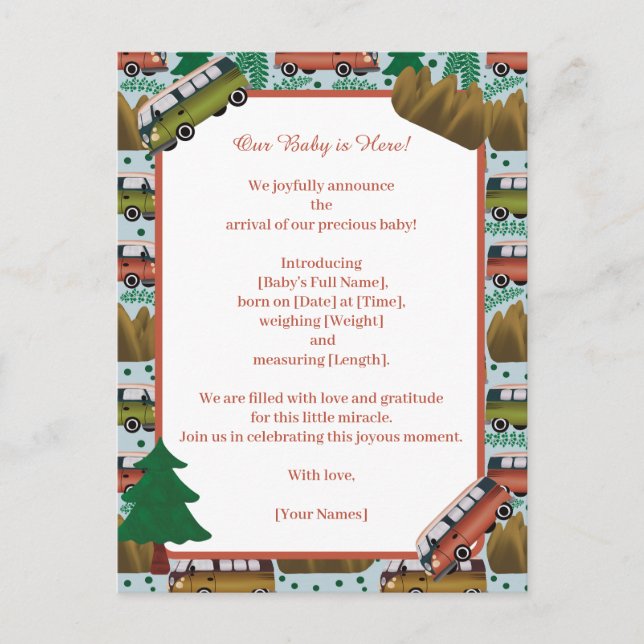 Woodland Camper Pojke Meddelande Vykort (Framsida)