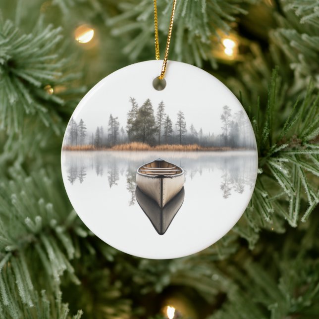 Woodland Canoe Round Holiday Ornament (Träd)