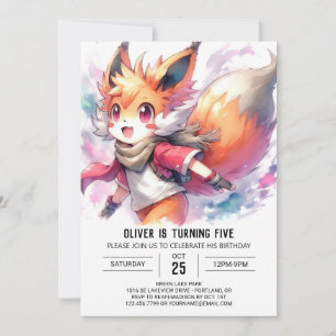 Woodland Children Fox Birthday Inbjudningar