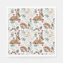 Woodland Chistmas Animals, vintertema snö Pappersservett