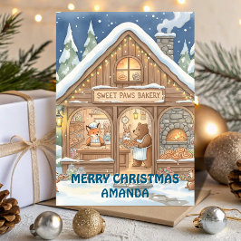 Woodland Christmas Bakery Kids Card Helgkort
