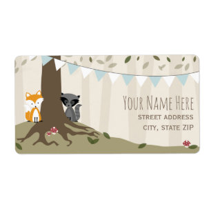 Woodland Creatures Boy Baby Shower Label Fraktsedel