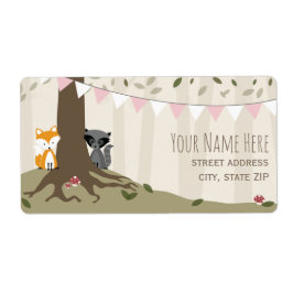 Woodland Creatures Girl Baby Shower Label Fraktsedel