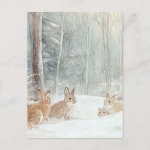 Woodland Creatures Rabbits Vykort