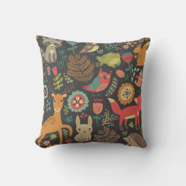 Woodland Critters Folk Art Dekorativ kudde