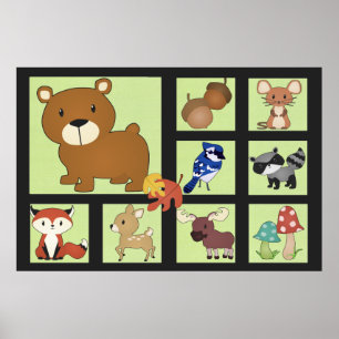 Woodland Critters Print Poster