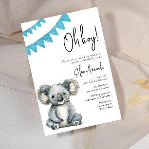 Woodland Cute Animal Koala Baby Shower Inbjudningar