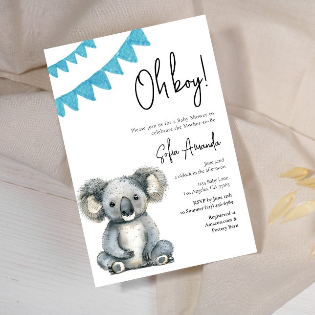 Woodland Cute Animal Koala Baby Shower Inbjudningar (Skapare uppladdad)