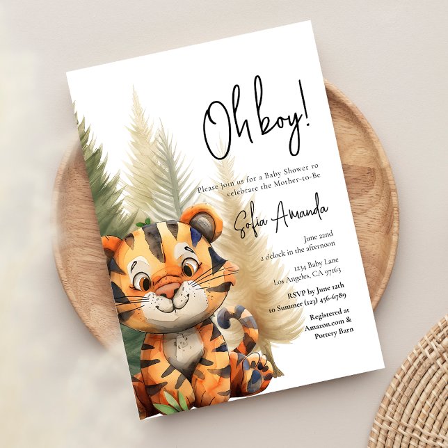Woodland Cute Animal Tiger Baby Shower Inbjudningar (Skapare uppladdad)