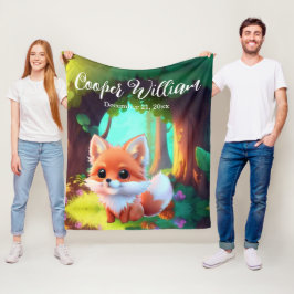 Woodland Cute baby fox Fleecefilt