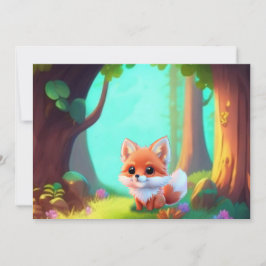 Woodland Cute baby fox Inbjudningar