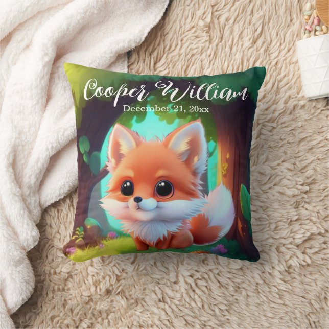 Woodland Cute baby fox Kudde (Filt)