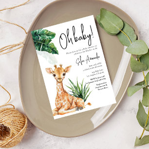 Woodland Cute Giraffe Safari Baby Shower Inbjudningar