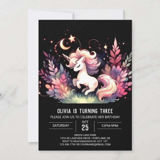 Woodland Cute Horse Birthday Inbjudningar (Framsida)