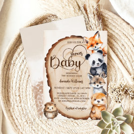Woodland Cute Mjukisdjur Baby Shower Inbjudningar