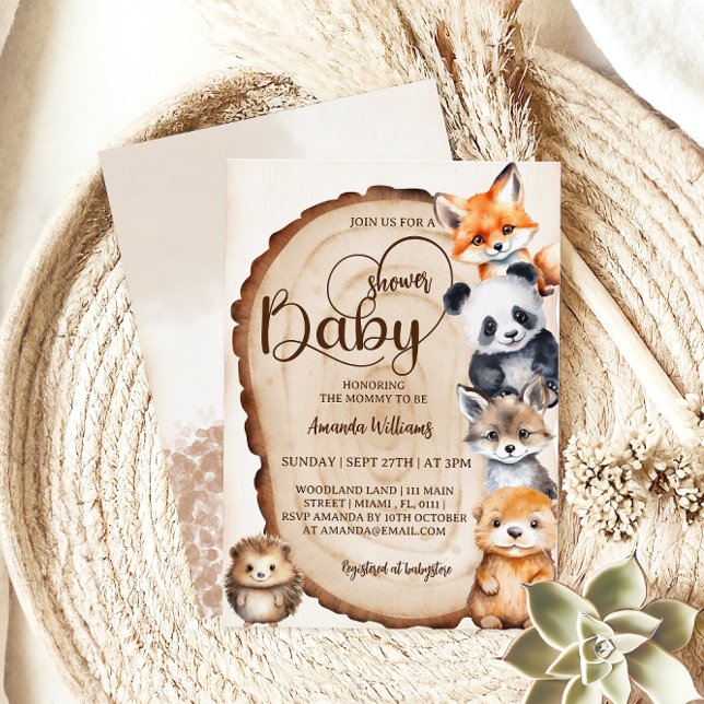 Woodland Cute Mjukisdjur Baby Shower Inbjudningar (Skapare uppladdad)