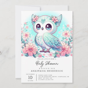 Woodland Cute Uggla Baby Shower Inbjudningar
