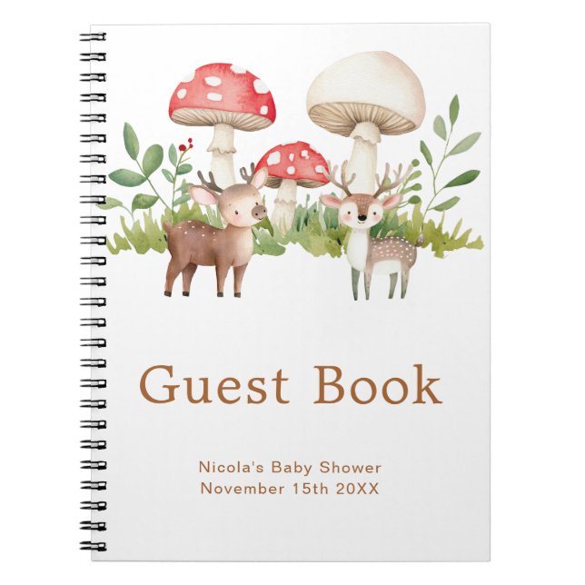 Woodland Deer Baby Shower Guest Book Anteckningsbok (Framsidan)