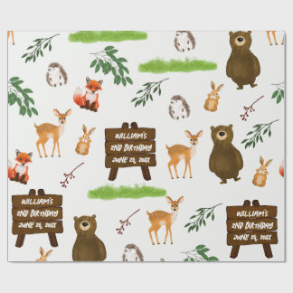 Woodland Deer Bear Rabbit Fox Hedgehog Birthday Presentpapper