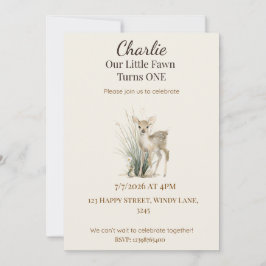 Woodland Deer First Birthday Invitation Inbjudningar