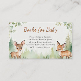 Woodland Deer Forest Baby Shower Books for Baby Tilläggskort