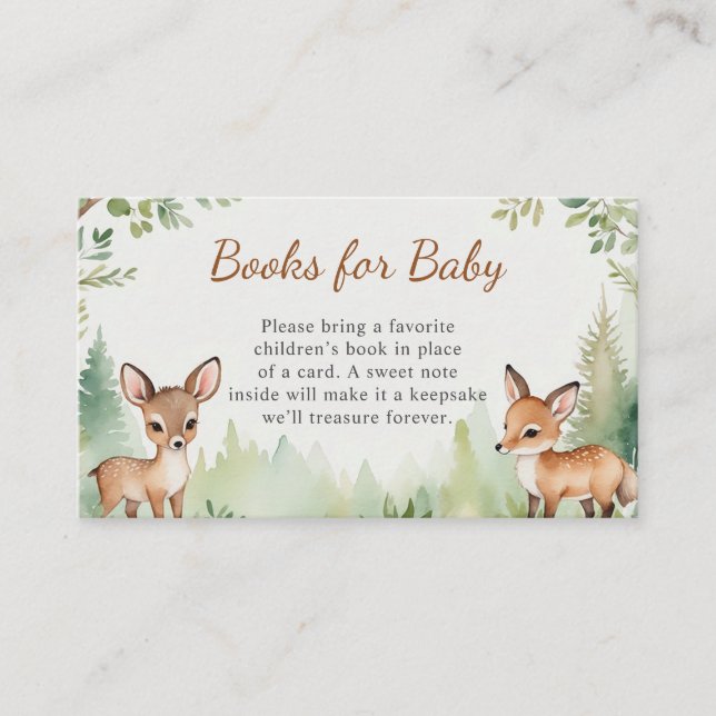 Woodland Deer Forest Baby Shower Books for Baby Tilläggskort (Framsida)