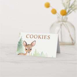 Woodland Deer Forest Neutral Baby Shower Cookies Placeringskort